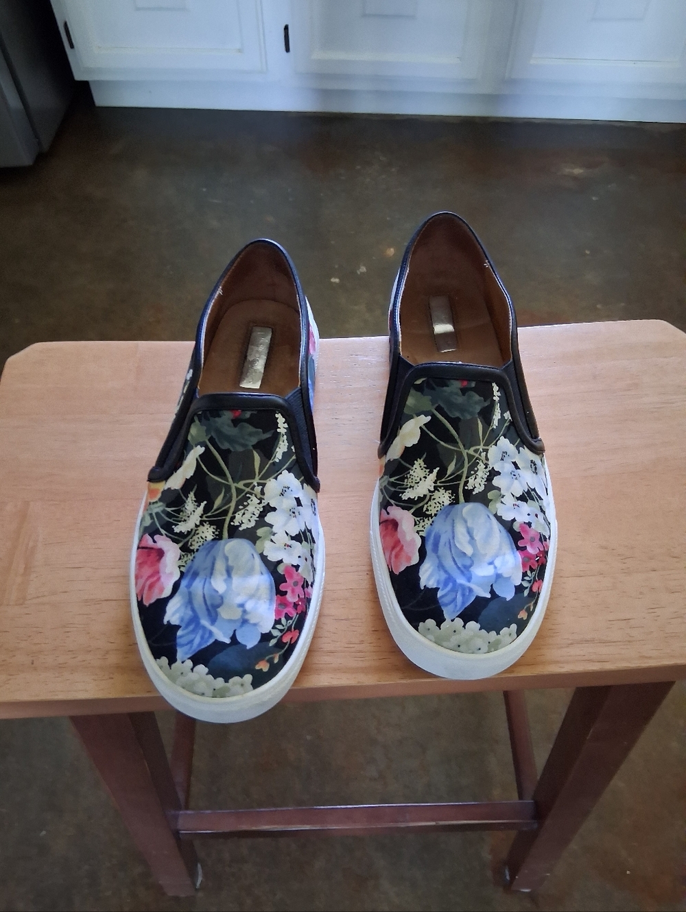 Halogen Floral Slip-On Women’s Sneakers - Black with Blue & Pink Flowers